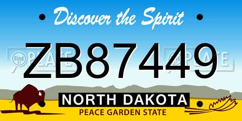 ZB87449 North Dakota License Plate