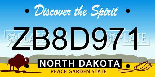 ZB8D971 North Dakota License Plate