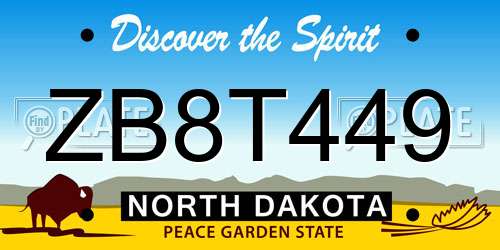 ZB8T449 North Dakota License Plate