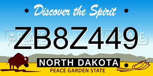 ZB8Z449 North Dakota License Plate