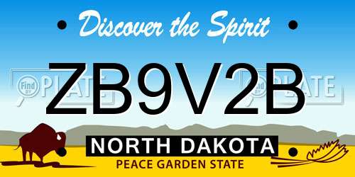ZB9V2B North Dakota License Plate