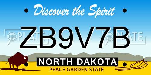 ZB9V7B North Dakota License Plate
