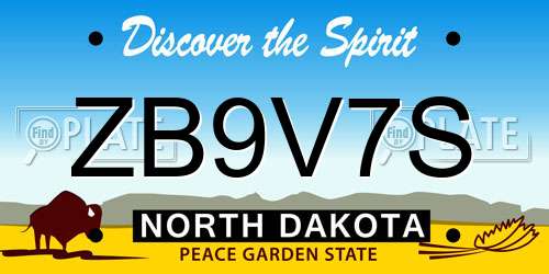 ZB9V7S North Dakota License Plate