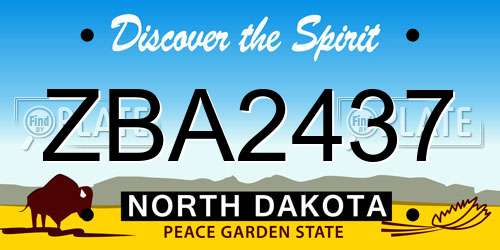 ZBA2437 North Dakota License Plate