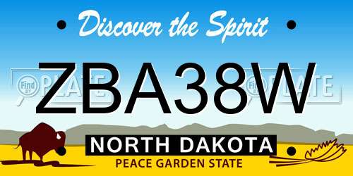 ZBA38W North Dakota License Plate