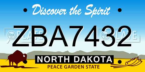 ZBA7432 North Dakota License Plate