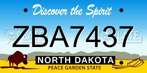 ZBA7437 North Dakota License Plate
