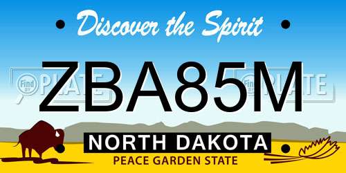ZBA85M North Dakota License Plate