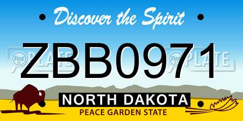 ZBB0971 North Dakota License Plate