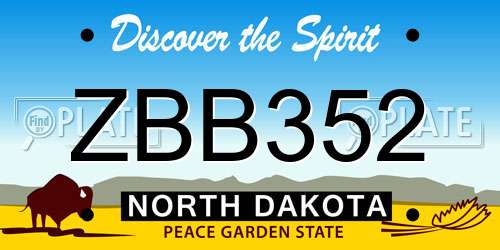 ZBB352 North Dakota License Plate
