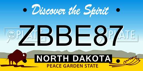 ZBBE87 North Dakota License Plate