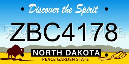 ZBC4178 North Dakota License Plate