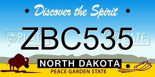ZBC535 North Dakota License Plate