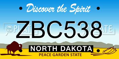 ZBC538 North Dakota License Plate