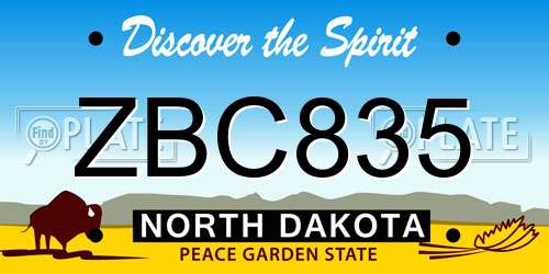 ZBC835 North Dakota License Plate