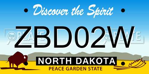 ZBD02W North Dakota License Plate