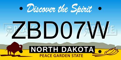 ZBD07W North Dakota License Plate