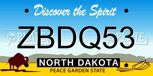 ZBDQ53 North Dakota License Plate