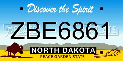 ZBE6861 North Dakota License Plate