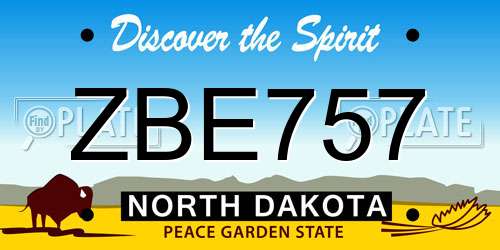 ZBE757 North Dakota License Plate