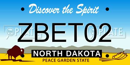 ZBET02 North Dakota License Plate