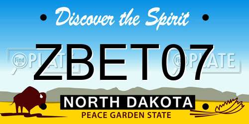 ZBET07 North Dakota License Plate