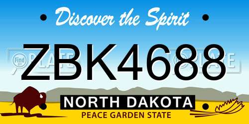 ZBK4688 North Dakota License Plate