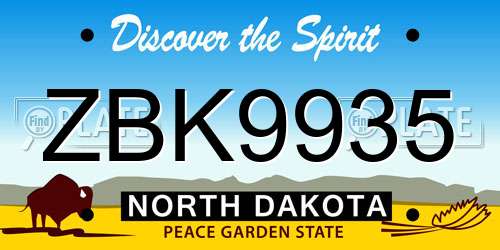 ZBK9935 North Dakota License Plate