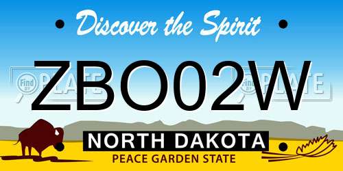 ZBO02W North Dakota License Plate