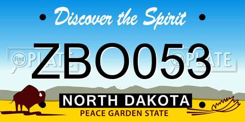 ZBO053 North Dakota License Plate