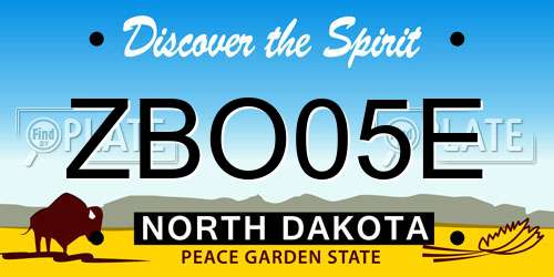 ZBO05E North Dakota License Plate