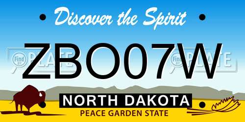 ZBO07W North Dakota License Plate