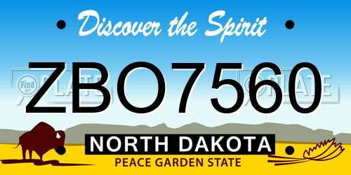 ZBO7560 North Dakota License Plate