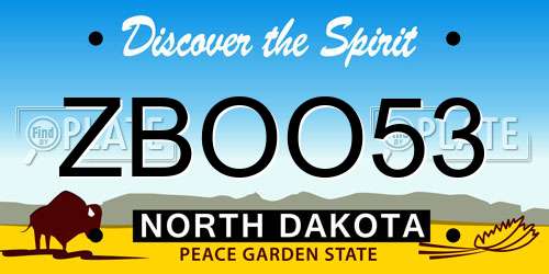 ZBOO53 North Dakota License Plate