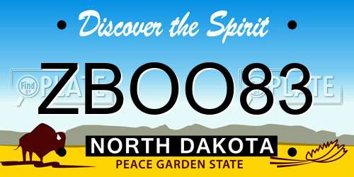 ZBOO83 North Dakota License Plate