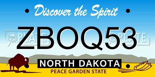 ZBOQ53 North Dakota License Plate