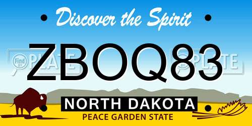 ZBOQ83 North Dakota License Plate