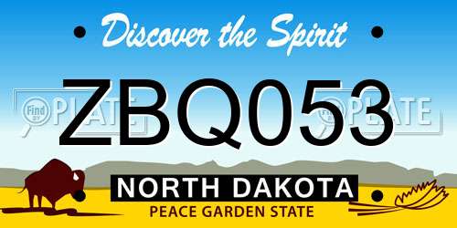 ZBQ053 North Dakota License Plate
