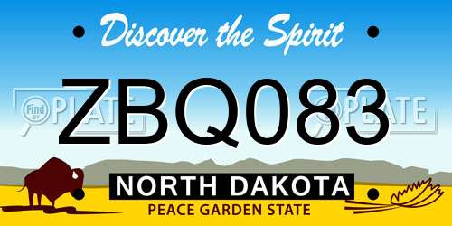 ZBQ083 North Dakota License Plate