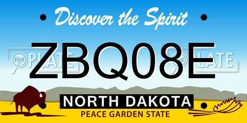 ZBQ08E North Dakota License Plate