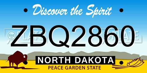 ZBQ2860 North Dakota License Plate