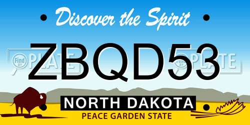 ZBQD53 North Dakota License Plate