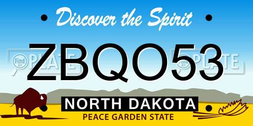 ZBQO53 North Dakota License Plate