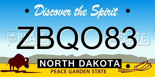 ZBQO83 North Dakota License Plate