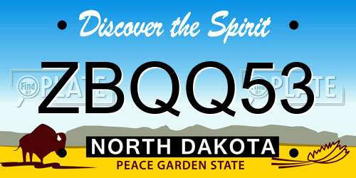 ZBQQ53 North Dakota License Plate