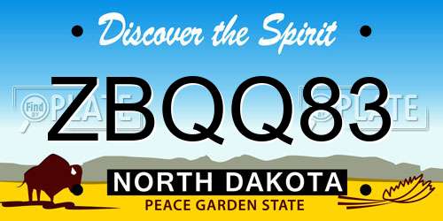 ZBQQ83 North Dakota License Plate