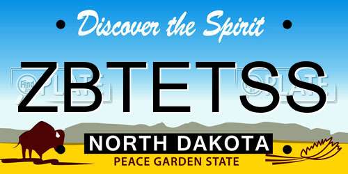 ZBTETSS North Dakota License Plate