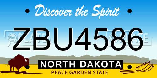 ZBU4586 North Dakota License Plate