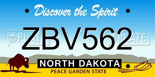 ZBV562 North Dakota License Plate