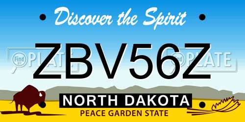 ZBV56Z North Dakota License Plate